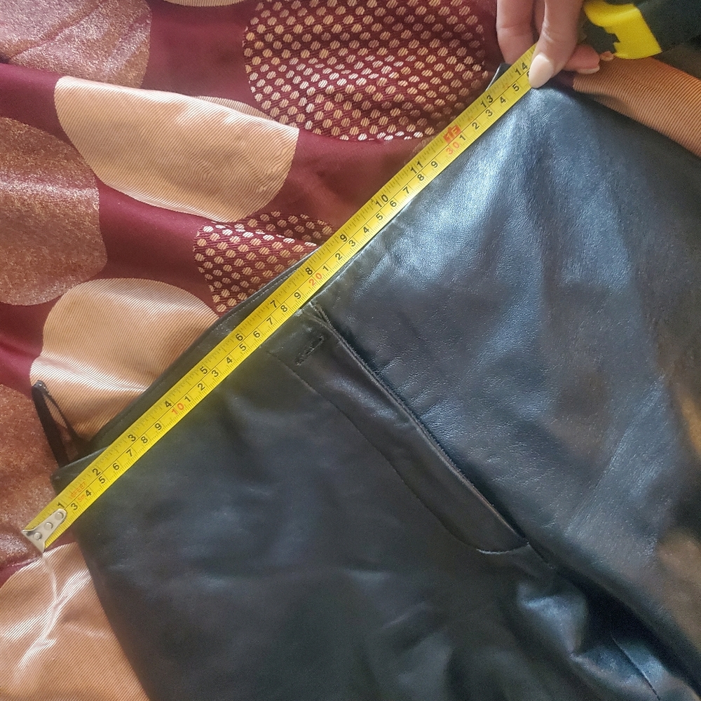 Women's Straight Leg Leather Pants - Black - Picture 7 of 11